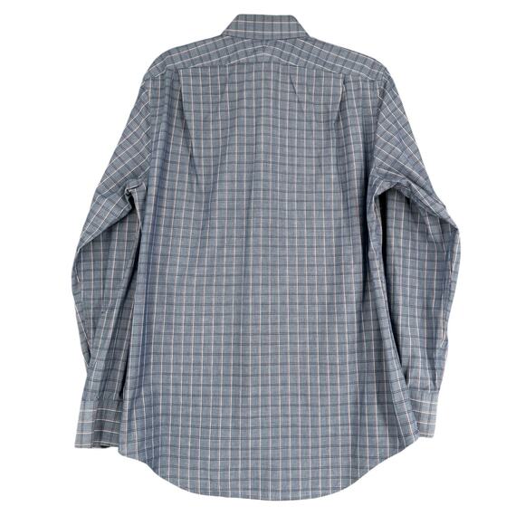 Lands End Blue Plaid Long Sleeve Button Up Collared Shirt Slim Fit Size 15 32/33 - Picture 2 of 7
